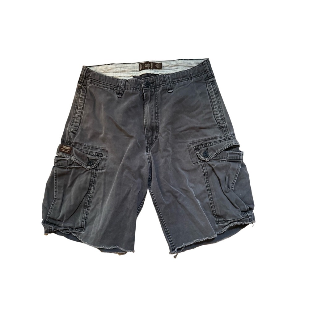 Y2K American Eagle Mens Cargo Military Utility Shorts Sz 33 Frayed Hem Gorpcore